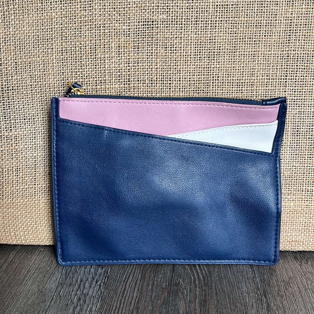 NWOT LOFT outlet colorful Navy, pink, and white clutch